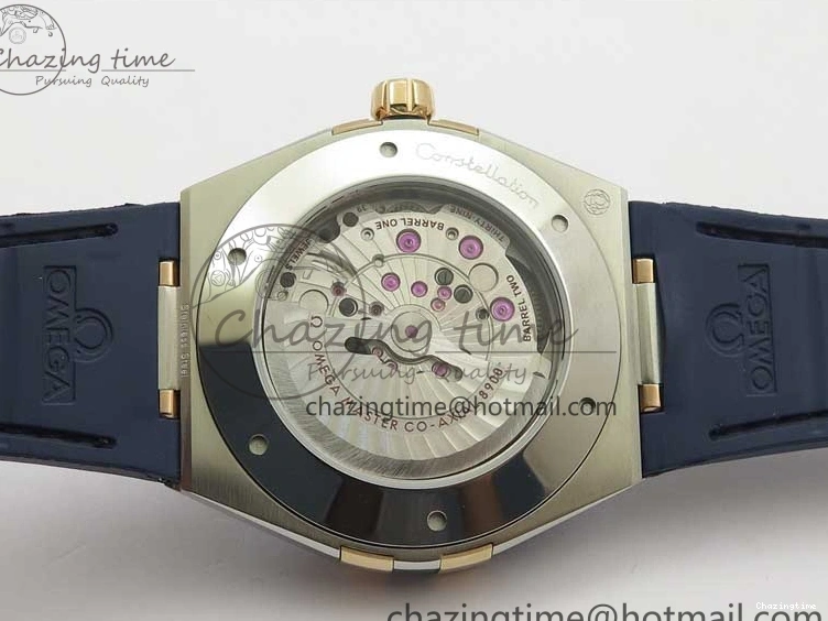 0409 Chic Constellation 131.33.41.21.03.001 SS RG TW Best Edition Blue Dial On Gummy Strap A 7872